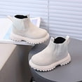 thumbnail image 3 of Autumn Leather Combat Pull On Boots （Toddler/Little Kids） Children Winter Ankle Boots,Color:Beige,Size:5-5.5 Years, 3 of 7
