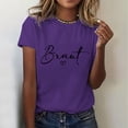 thumbnail image 2 of WEIWEN Braut T Shirts for Women Loose Fit Casual Crew Neck Tees Short Sleeve Tops Comfy Summer Clothes for Wedding Holiday Tshirts Purple, XXL, 2 of 4