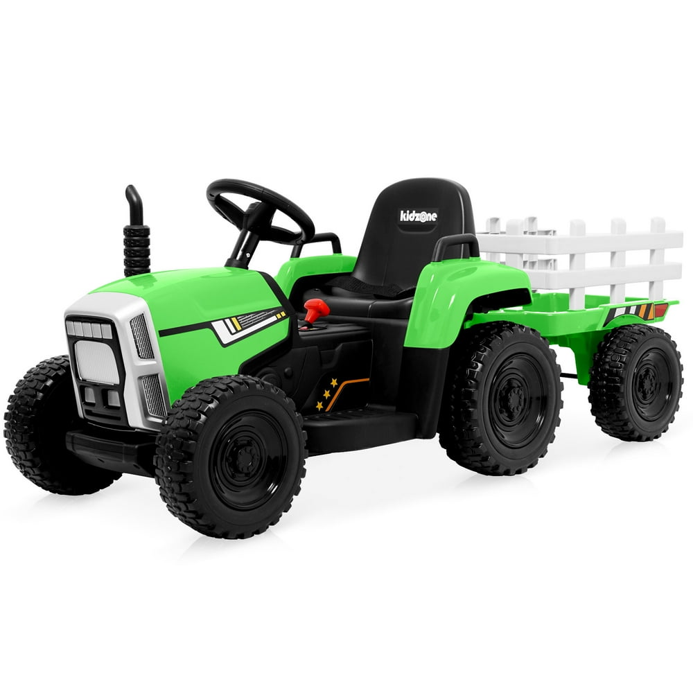 Kidzone 12V Kids Ride On Electric Tractor With Trailer W/LED Lights USB
