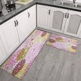 thumbnail image 3 of 2 Piece Pink Flowers Dalia Spring Rug Kitchen Rug Set, Decor Kitchen Rugs, Absorbent Non-Slip Washable Floor Mats, Home Indoor Runner Rugs 17"x47"+17"x30", 3 of 7