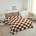thumbnail image 3 of Erosebridal Plaid Comforter Set Queen Beige Caramel Brown Checkerboard Quilt Set Geometric Checkered Bedding Set,Aesthetic Grid Duvet Set Modern Room Decor 3 Pcs, 3 of 8