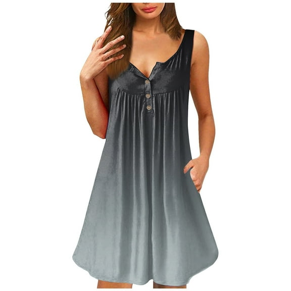 DailyTrove Women's Ombre Sleeveless Maxi Dress, Casual Beach & Evening Wear, Lightweight Chiffon , Flowy Hem, Plus Size Friendly