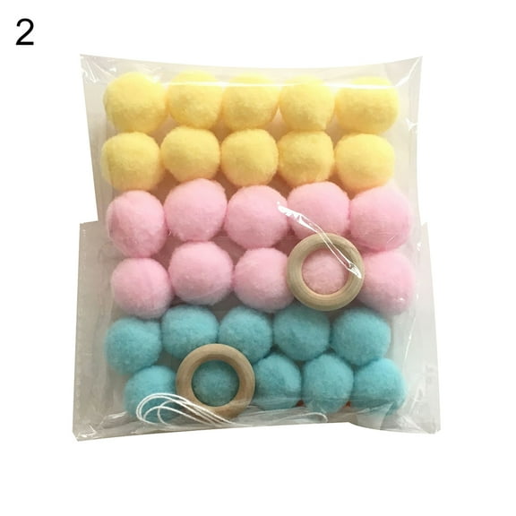 Visland Wool Felt Ball Garland Colorful Pom Pom Garland Handmade 6.5 Feet Long 30 Balls Felt Ball Garlands for Wall Christmas Tree Decoration