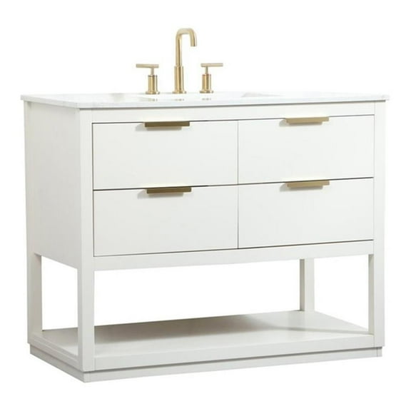 Elegant Decor Larkin 42" Solid Wood MDF Single Bathroom Vanity in White