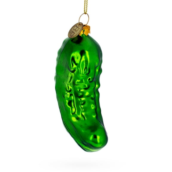 Shimmering Metallic Pickle Glass Christmas Ornament