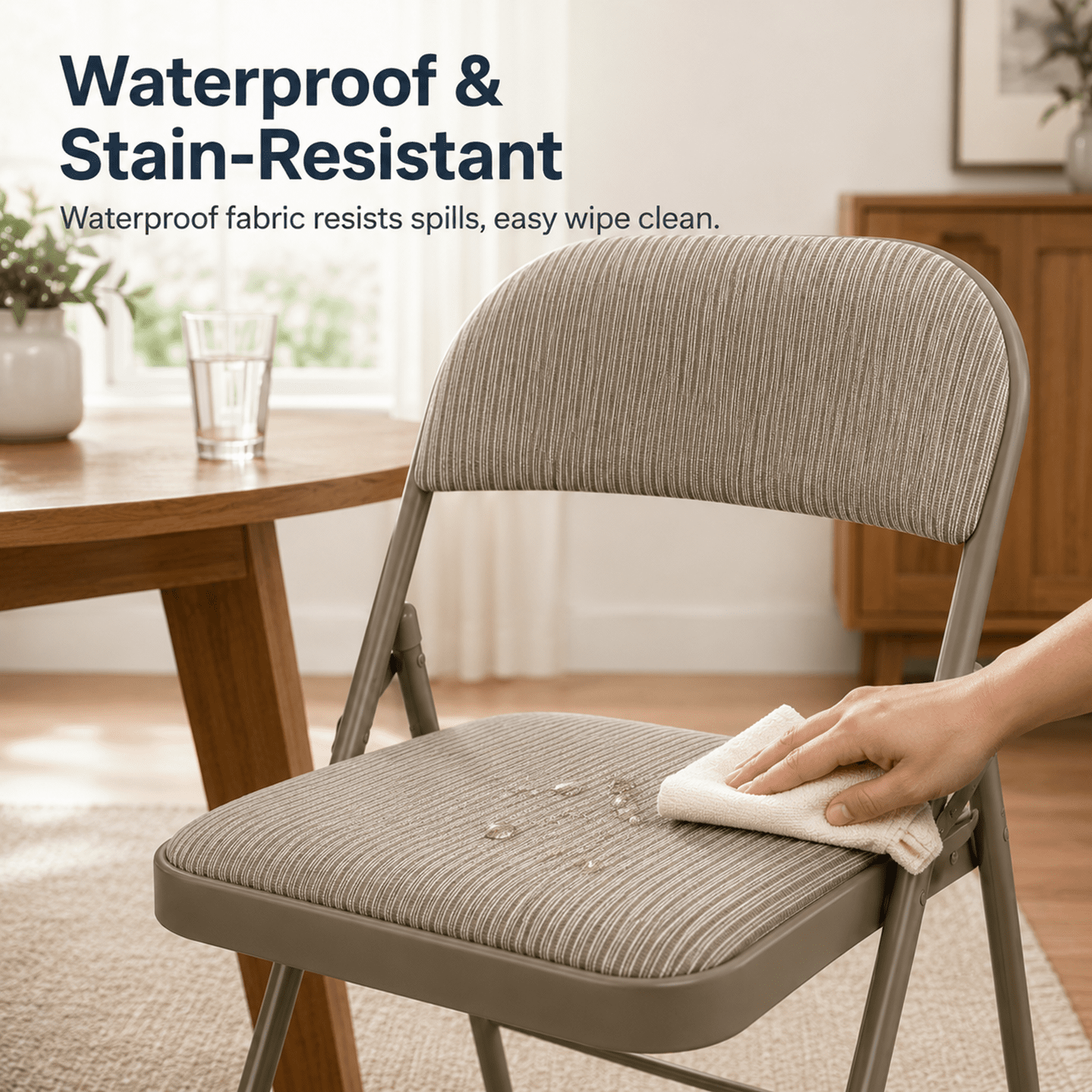 Alvantor Folding Chairs with Padded Cushion and Back, Sturdy Steel Stackable, Portable Dining Chair Set for Home and Office, Conference, Wedding, Party, Patio