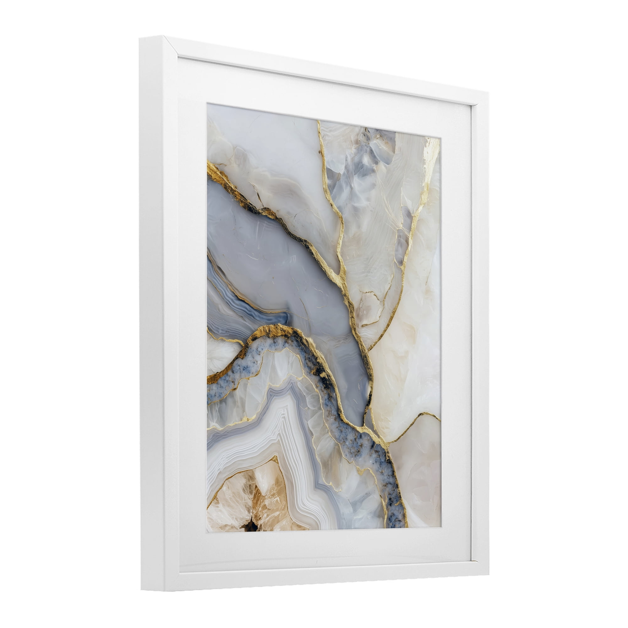 Stupell Industries Glimmering Layers of Agate White Framed Print Under Glass, design by Svetlana Aleynikova