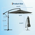 thumbnail image 5 of Wildbreak 10 ft Offset Hanging Patio Umbrella, Easy Lift & Tilt Adjustment, 8 Ribs, Gray, 5 of 9