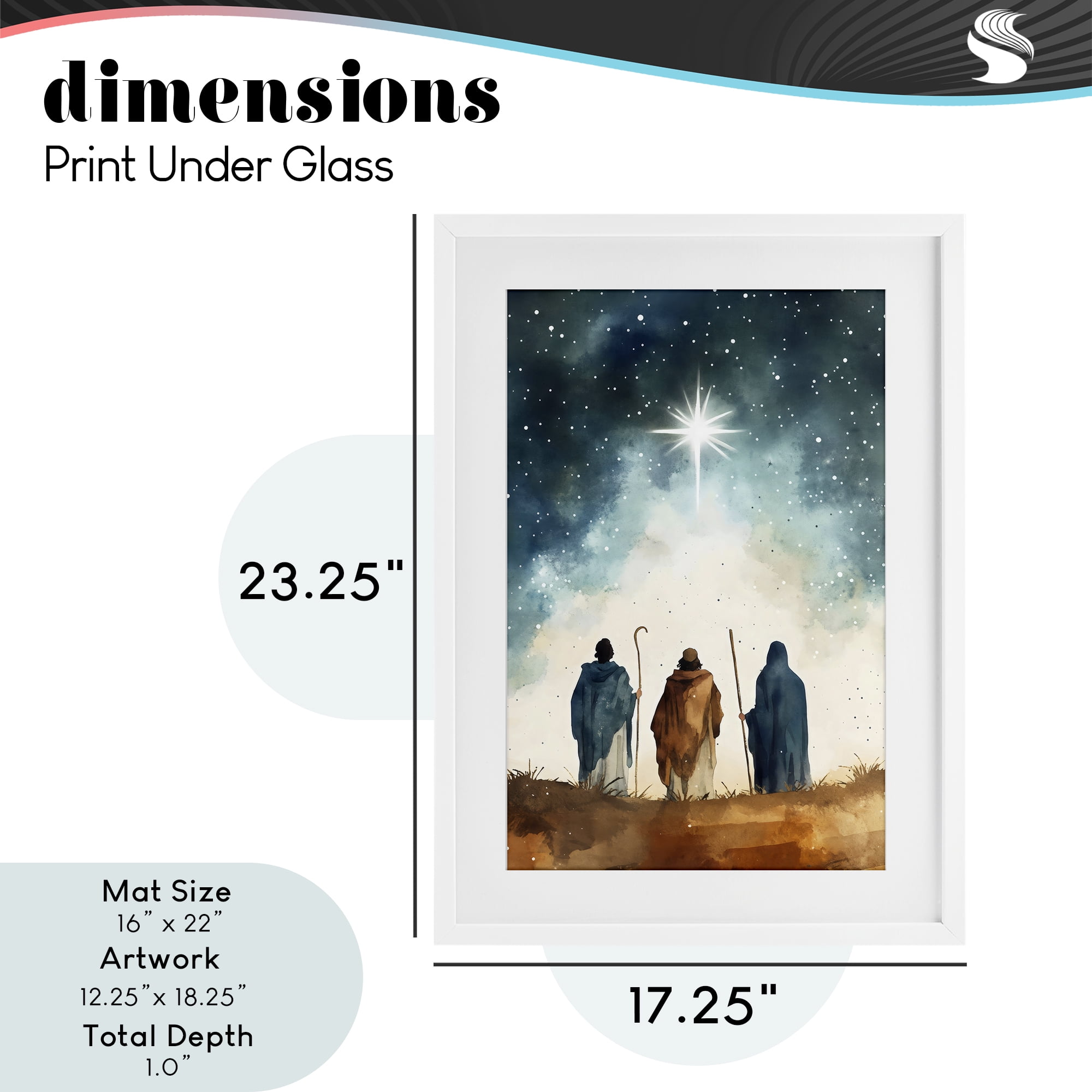 Guided Wisdom Shepherds White Framed Print Under Glass, design by Petal Prints Design