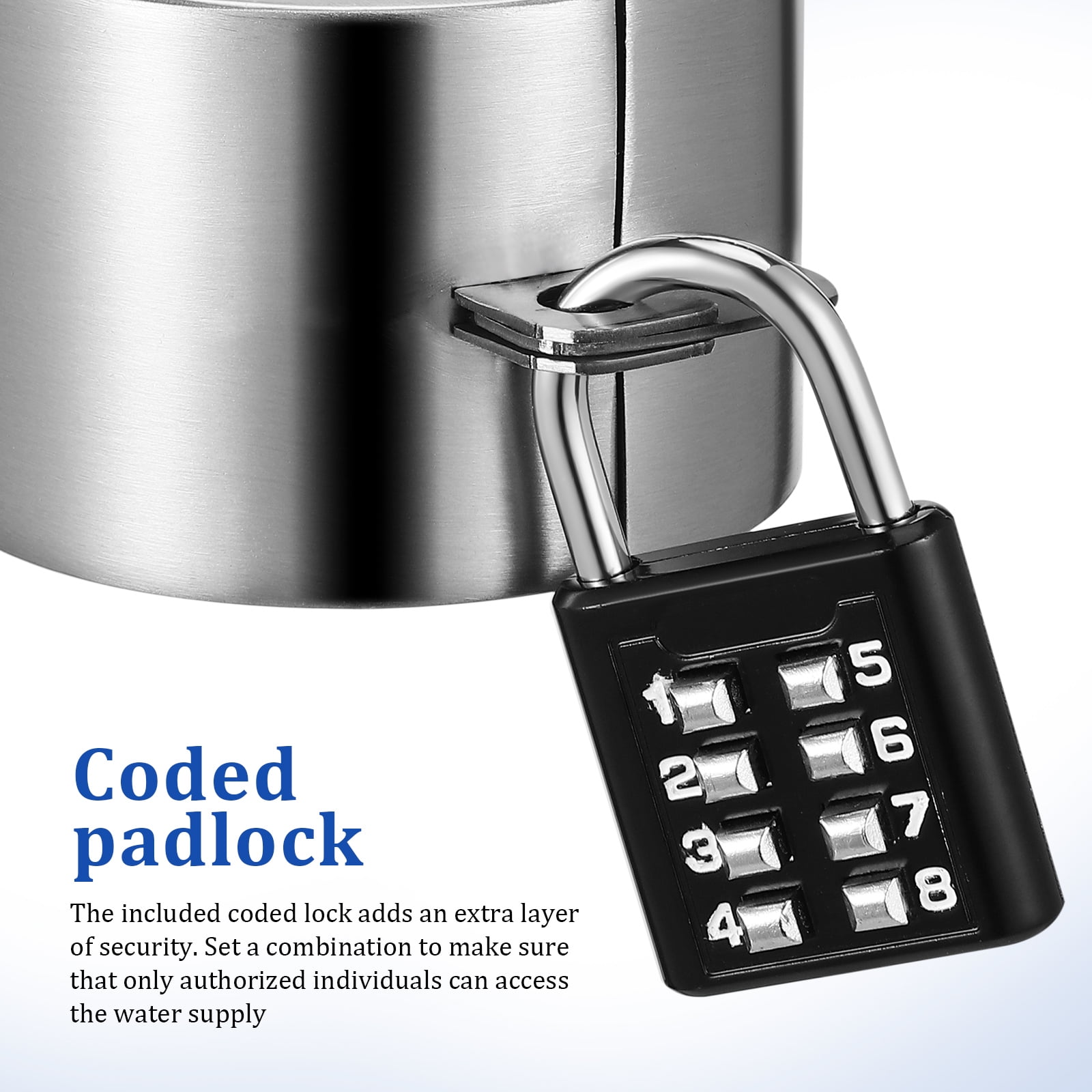 YEAHIBABY Outdoor Water Spigot Lock Stainless Steel Easy Installation Coded Padlock 3Sets