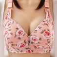 thumbnail image 2 of Ociviesr Women's Plus Size Anti Sagging Gathered Double Without Steel Ring Thin Rose Print Bra Mom Bra Women Bras plus Size Front Hook, 2 of 3