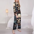 thumbnail image 3 of Sikiie Vintage Leaf Flower Skull Women's Long-Sleeve Shirt and Full-Length Bottom Pajama Set (s-xxl)-XX-Large, 3 of 7