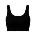 thumbnail image 4 of Womens Yoga Sports Bras Stretch Athletic Ribbed Tank Top Bralettes Scoop Neck Wireless Push Up Bra 30BC, Black, 4 of 7