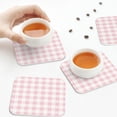 thumbnail image 7 of Pofeuu Pink Checkboard Print Leather Coasters Set of 6, Round Cups Mugs Mat Pad for Home Kitchen Heat Resistant Drink Coasters,Square, 7 of 7