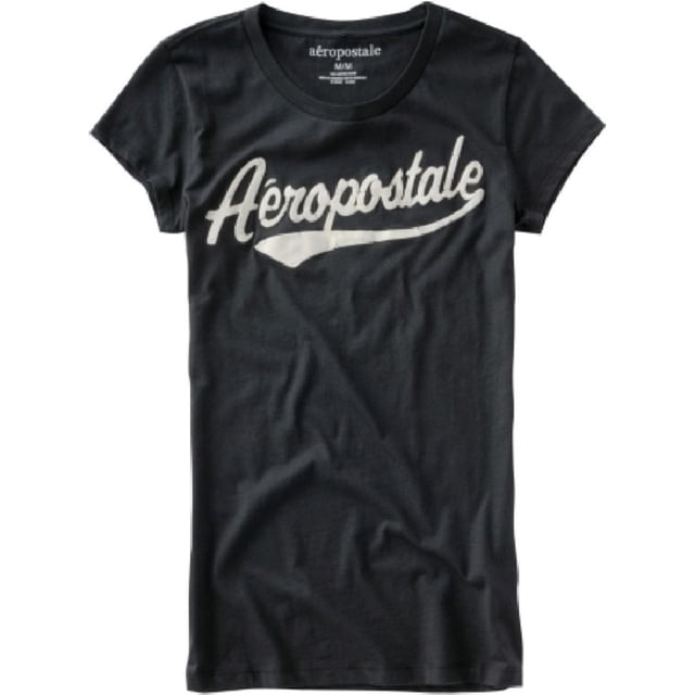 Camiseta gráfica con serigrafía para mujer de Aeropostale, negra, extra pequeña