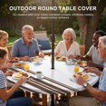 thumbnail image 2 of Round Outdoor Tablecloth with Umbrella Hole and Zipper, Brown Striped Fitted Table Cover with Elastic Edge for 31-35 Inch, Farmhouse Simple Line Vertical Stripes Waterproof Patio Tablecoths, 2 of 9