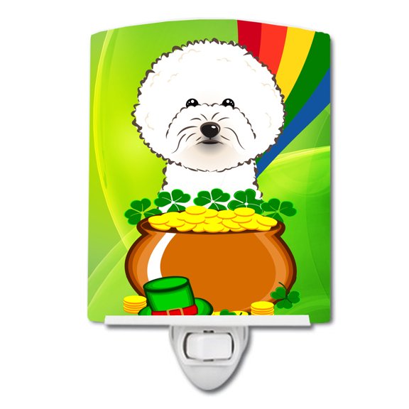 Caroline's Treasures BB1961CNL Bichon Frise St. Patrick's Day Ceramic Night Light, 6x4x3", multicolor