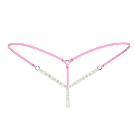 Hontri Underwear for Women Clearance Clothes under $5.00-No Show Underwear Sexy Women Pearl G-String And Thongs Solid Low Waist Underwear Hot
