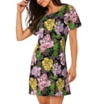 thumbnail image 2 of Easygdp Colorful Roses Camisón de manga corta para mujer, informal, estampado, 2 of 6