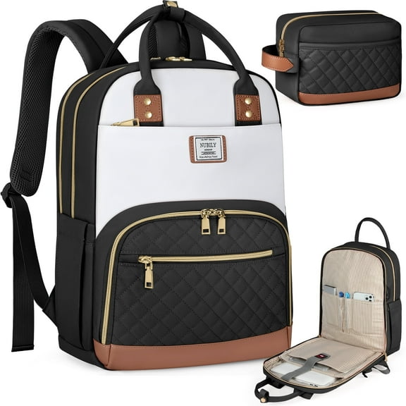 IGOLUMON Women's Backpacks for Laptop 15.6 Inch Business Backpacks Waterproof Computer Bag 2 Sets Casual Daypack College Carry on Nurse Bag Backbag for Travel