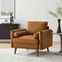 Modway Revive Upholstered Vegan Leather Accent Armchair in Tan