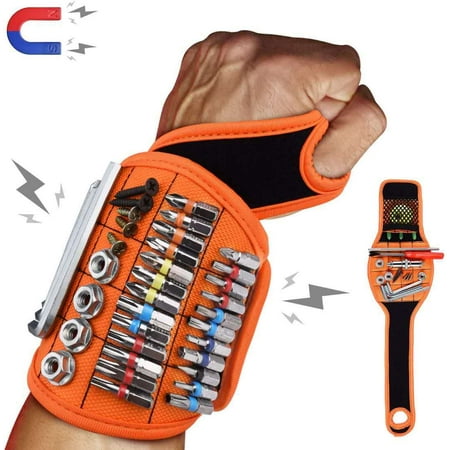 

Magnetic Wristband with Flashlight and Tape Measure – Screw Drill Bit and Nail Holder with 16 Strong Magnet Pieces Increases Convenience for DIY Carpenters Mechanics and More by Torubia