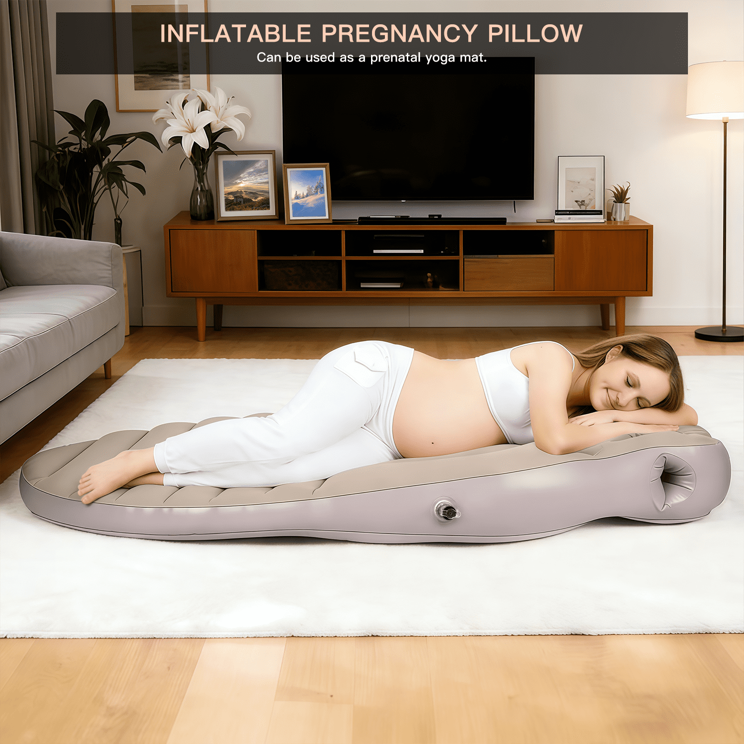 Inflatable Pregnancy Pillow with Belly & Head Hole, with Electric Air Pump, Full Body Maternity Pillow with Belly Hole for Side & Prone Sleeping