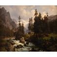 thumbnail image 2 of August Behrendsen 18x15 Gold Ornate Wood Frame and Double Matted Museum Art Print Titled - Dale in the High Alps at Gastein (1850), 2 of 4
