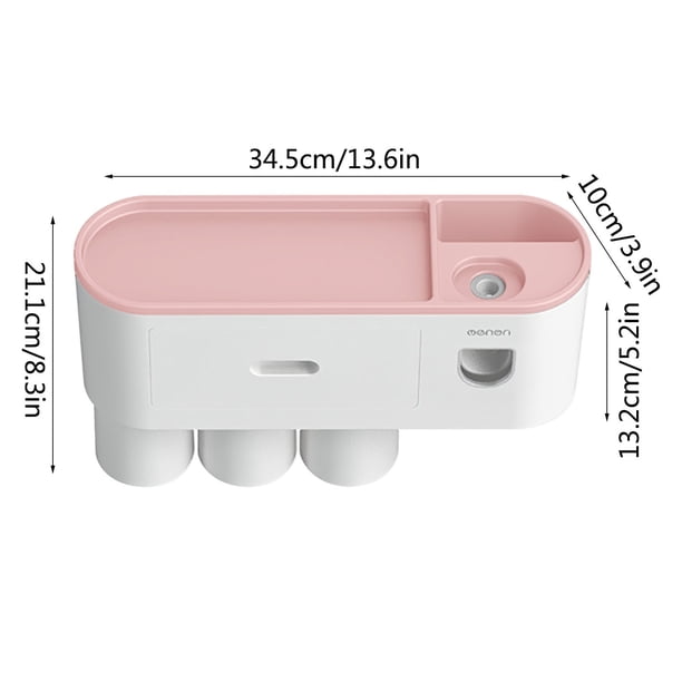 Precios Especiales, Juego de almacenamiento de pasta de dientes y cepillos de dientes montado en la pared con tapa sin taladro Akmoler
