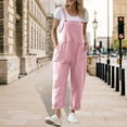 thumbnail image 2 of HaHaHappy Overalls for Women Loose Fit Jean Denim Bib Jumpsuit Stretch Overall Pants Pink XL, 2 of 7