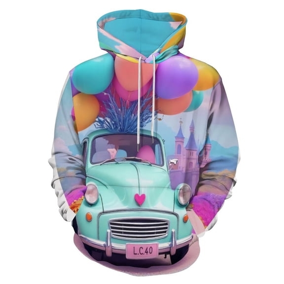 Colorful Balloons Car Castle 3d Sweatshirts Hoodie Fashion Casual Personality Men's Women Street Hoodie Pullovers Long Sleeve Comfortable Top
