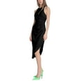 thumbnail image 2 of DONNA MORGAN Women's QUILLA Side Ruched Asymmetrical Hem Midi Dress-Black / 10, 2 of 4