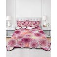 thumbnail image 2 of Full Size Quilt Bedding Set, Pink Rose Flowers Reversible Summer Quilt 3 Pieces, Romantic Floral Blossom Watercolor Lightweight Bedspreads Coverlets with 2 Pillow Shams for All Seasons, 2 of 5