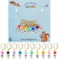 thumbnail image 2 of 2 set Alloy Enamel Roman Number Clock Charm Locking Stitch Markers Golden Tone 304 Stainless Steel Clasp Stitch Marker Mixed color 3.3cm, 2 of 8
