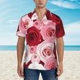 thumbnail image 2 of Kll Men'S Hawaiian Shirt Short Sleeve Button Down Beach Shirts-Rose, 2 of 7