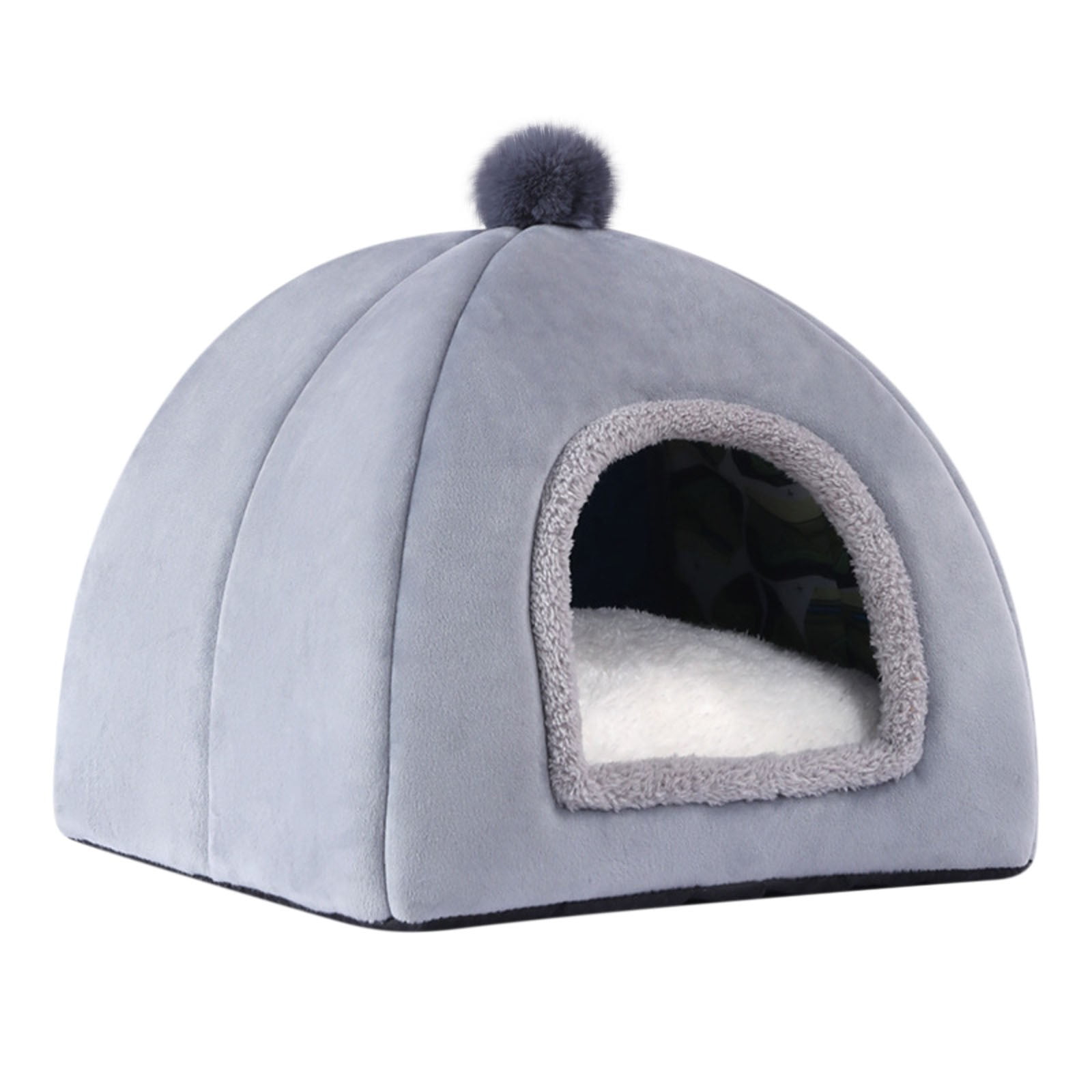 LSLJS Cat Bed Pet Beds for Cats Universal Pet Tent Thickened Cozy Cat Cave Beds for Indoor Cats Warm Pet Home Pet Bed Sleeping Cushion Cotton Pet Sofa Gray 9.8"H Machine Washable on Clearance