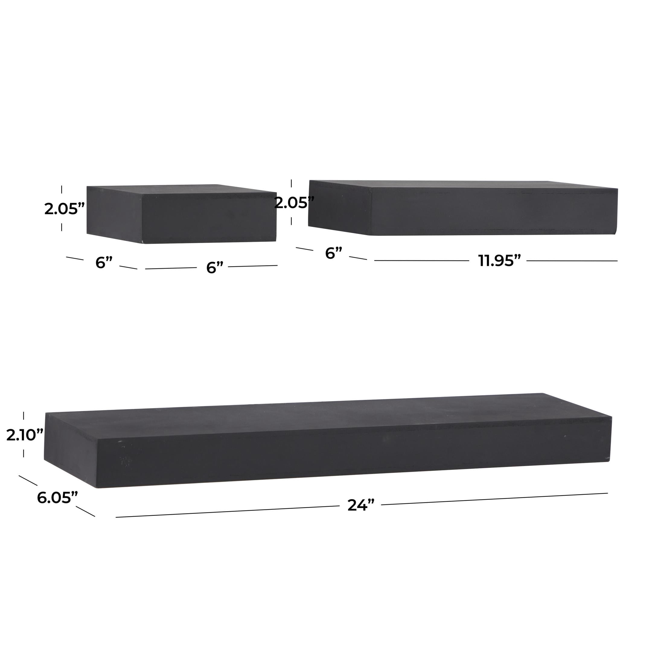 CosmoLiving by Cosmopolitan 24", 12", 6"W 3-Tier Black Wall Shelf (3 Count)