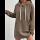 thumbnail image 2 of Suéter Deportivo Informal de Larga con Cordón y Cuello de Gofre para Mujer, Holgado, con Capucha y Bolsillos Color Café XL, 2 of 3