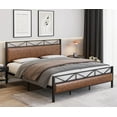 thumbnail image 2 of Soonbuy Full/Queen/King Leather Headboard With Footboard, Sturdy Steel Slat Support, Rustic, 2 of 5