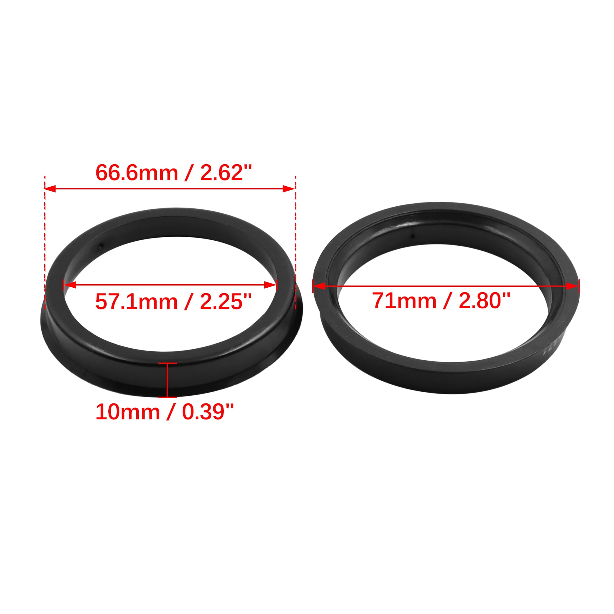 Car Hub Centric Rings Wheel Bore Center 66.6 to 57.1mm 4pcs Black