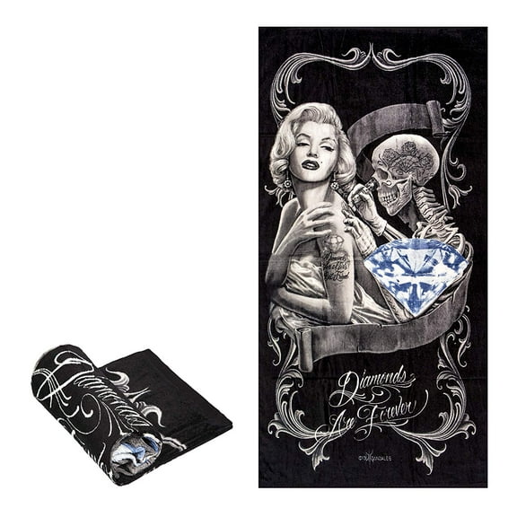 Marilyn Monroe Skull Tattoo Diamonds are forever bath beach towel