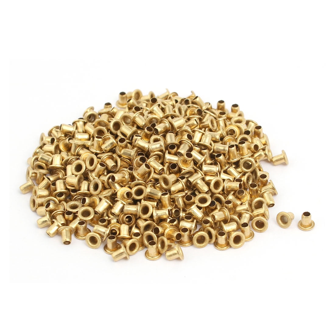 500pcs M2.3 x 3mm Brass Plated Metal Hollow Eyelets Rivets Gold Tone