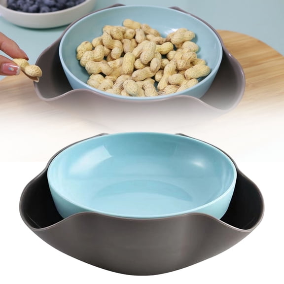 WUXIAB Double Dish Pistachio Bowl,Snack Serving Dish With Shell Storage,Nut Fruit Snack Tidy Bowl,Lightweight Portable Party Picnic Bowl,Dishwasher-Safe Easy-Clean Bowl,Sleek Modern Home Serveware
