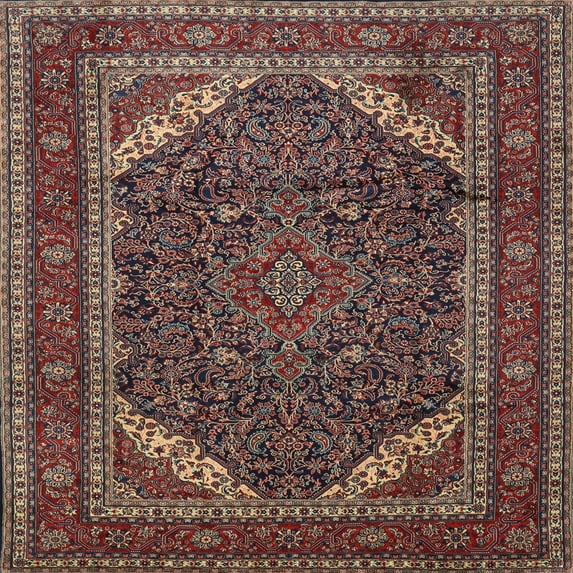 Ahgly Company Machine Washable Indoor Square Traditional Dark Almond Brown Area Rugs, 7' Square