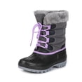 thumbnail image 2 of NIPAXO Kids Snow Boots Waterproof Grey and Black with Light Purple Lacing Faux Fur Collar Winter Boots for Boys Girls, 2 of 11