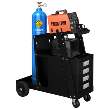 CartzEmpire Steel Welding Cart with 4 Drawer Cabinet and Tank Storage
