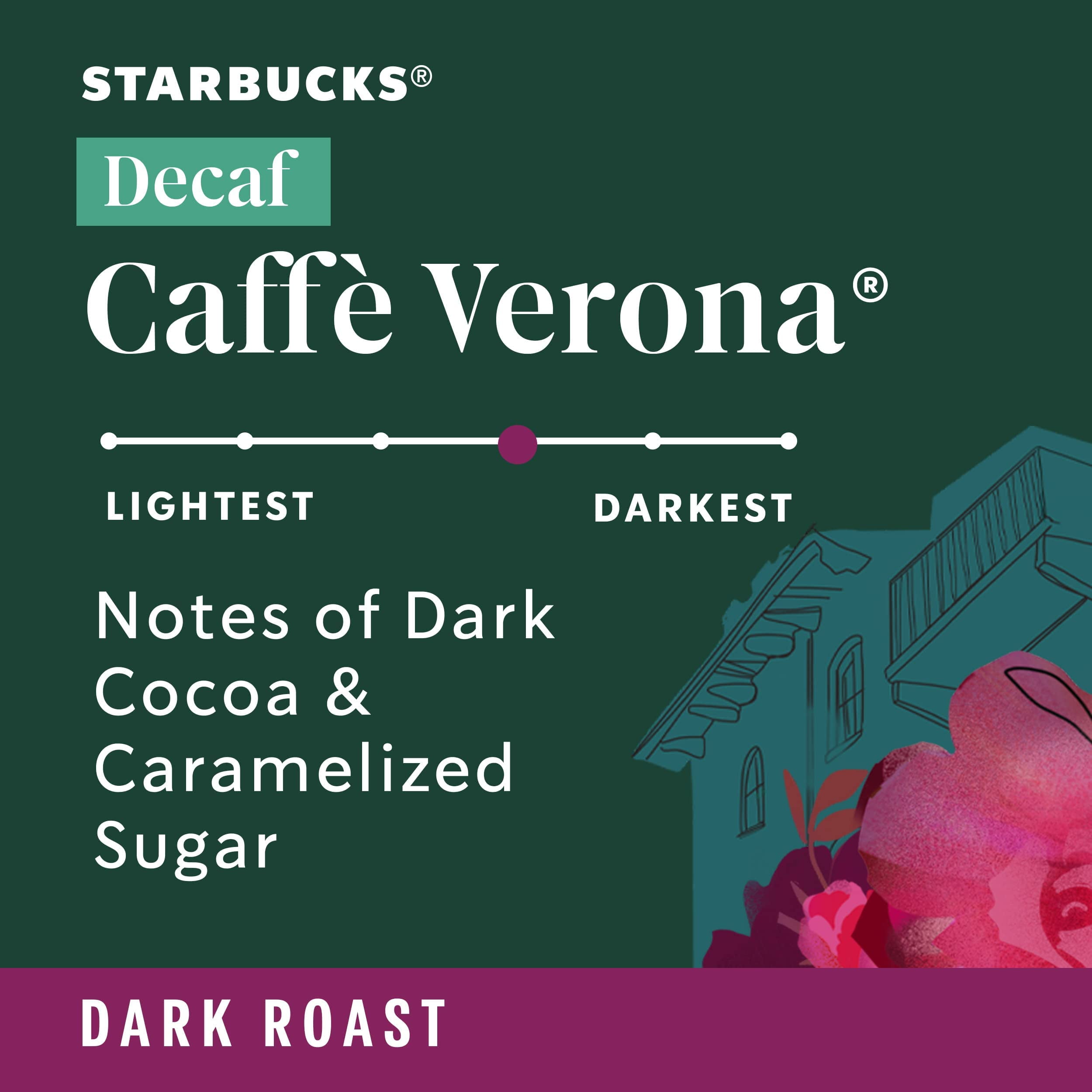 Starbucks Decaf Caffé Verona Dark Roast Ground Coffee, 12 Ounce (Pack Of 6)