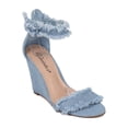 thumbnail image 1 of Women Breckelles Frayed Denim Ankle Strap Wedge Sandal HA99, 1 of 5