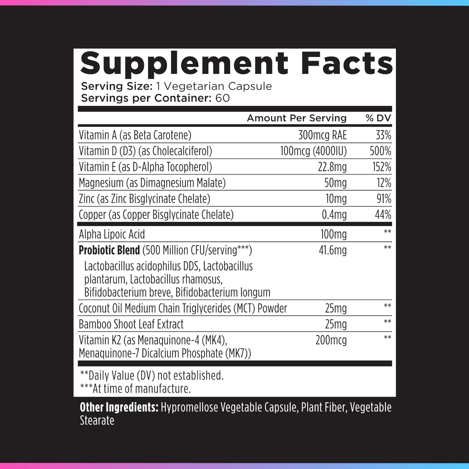 Livingood Daily Vitamin D3 4000 IU (100 mcg) + K2 Supplement w/ Zinc, Magnesium & Vitamins A & E, 60 Capsules for Immune and Bone Health