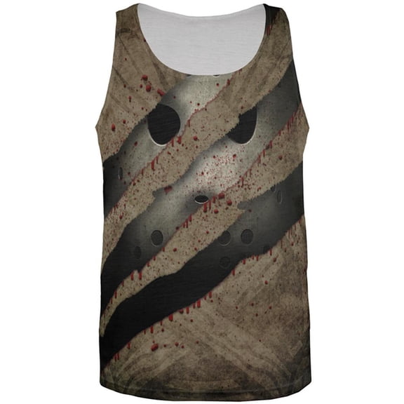 Halloween Horror Movie Mask Slasher Attack All Over Mens Tank Top Multi SM